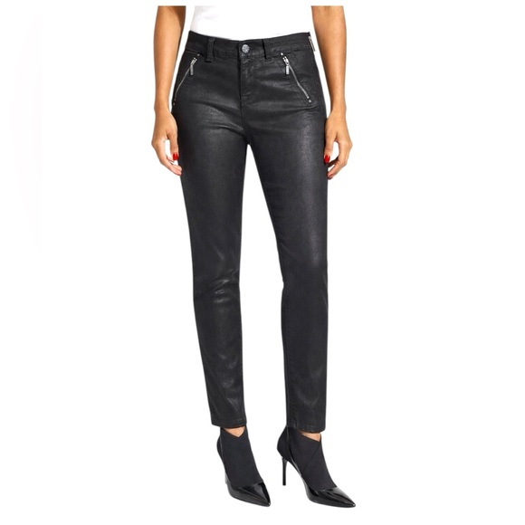 White House Black Market Denim - White House Black Market Coated Black Skinny Jens